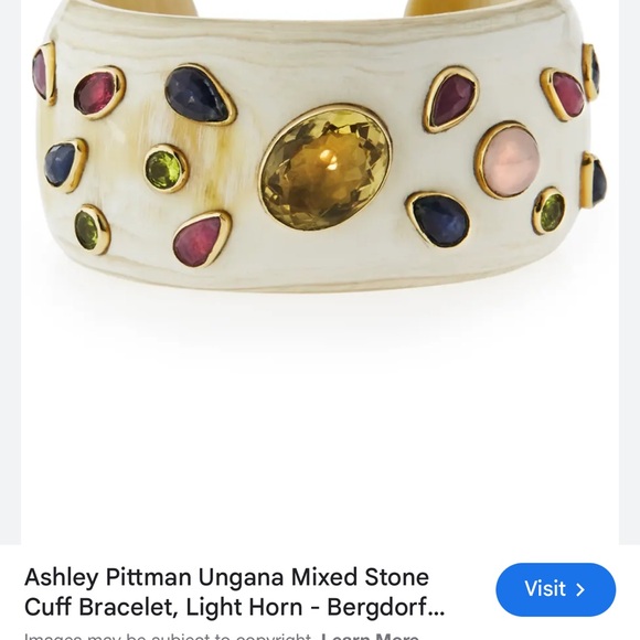 Ashley Pittman Ungana mixed stone cuffed bracelet light horn - Picture 2 of 11